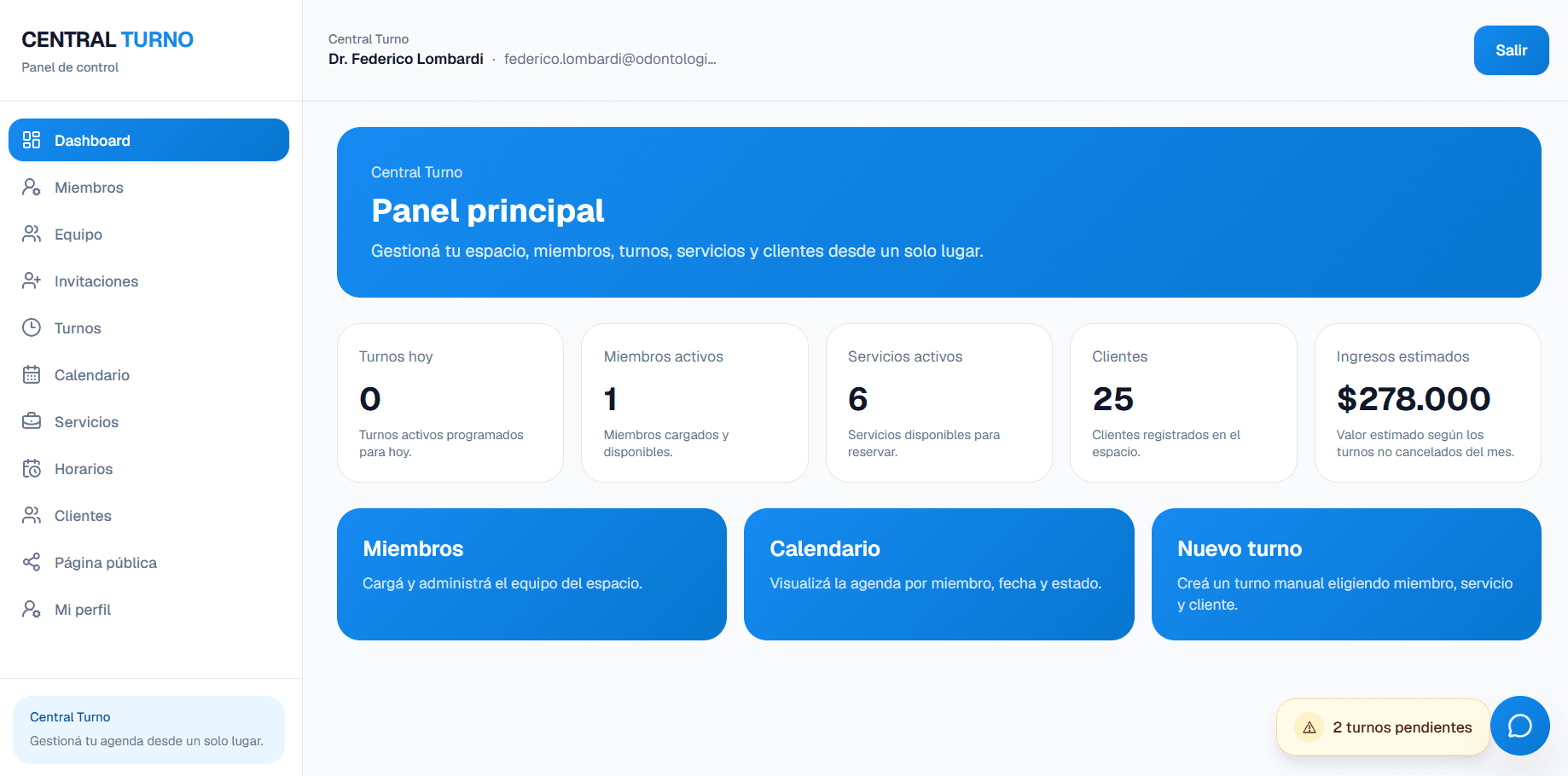Central Turno - home principal
