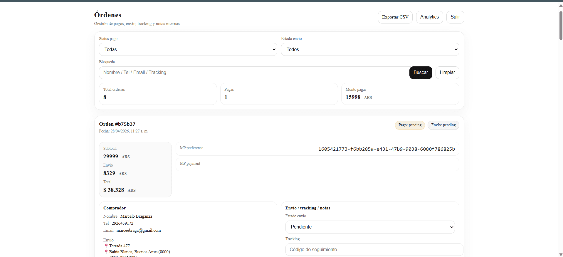 ORDENA - dashboard