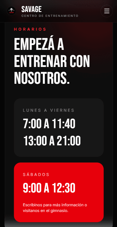 Savage Centro de Entrenamiento - mobile showcase